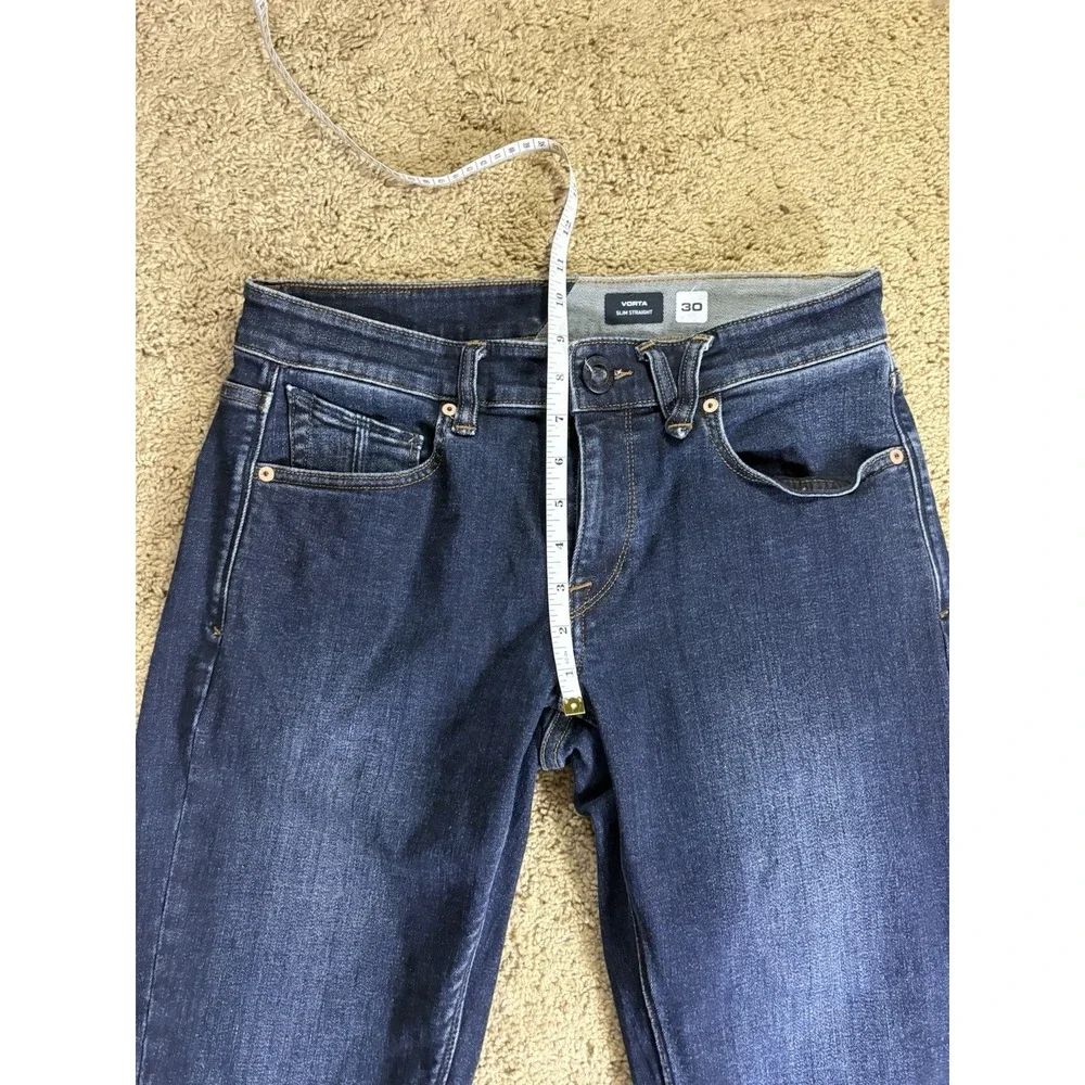 Volcom Jeans Men's 30 Vorta Slim Straight Dark Blue Denim Low Rise Skater Surf